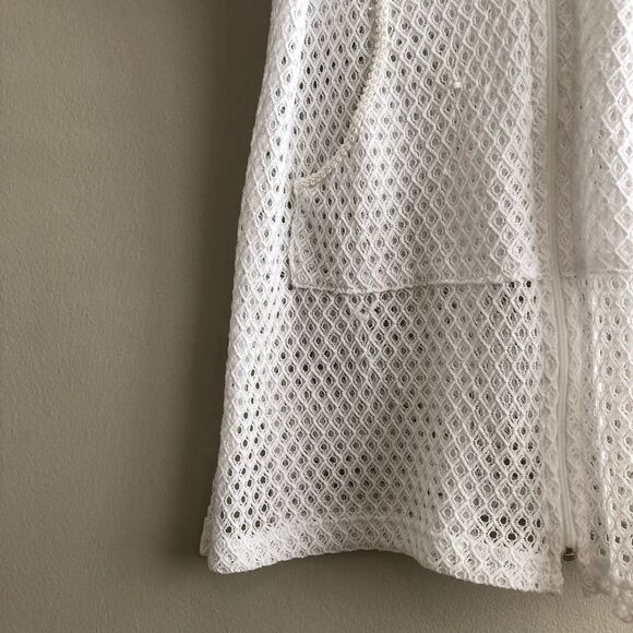 Donna Vintage Mesh Lace Zip-Up Beach Cover Up Dress | White | Size S - Picture 6 of 14